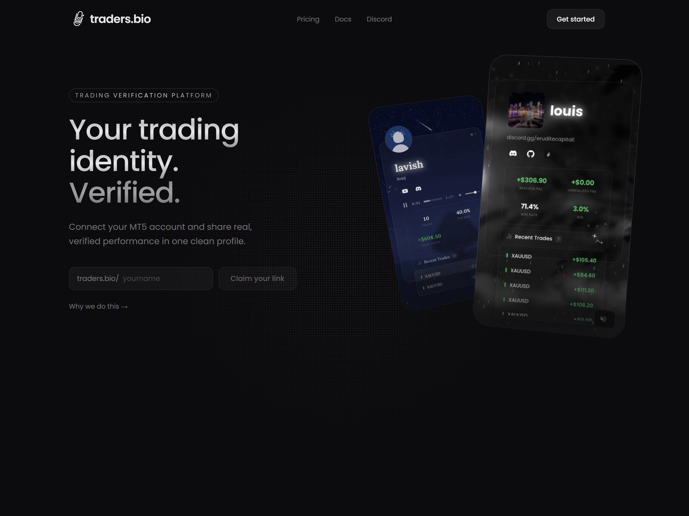 Traders.bio website preview